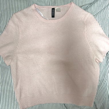 Maglione corto in maglia rosa