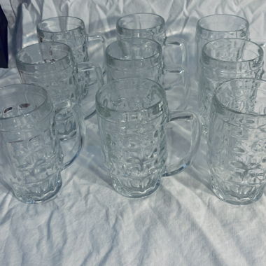 Set di 9 boccali da birra in vetro 0,3
