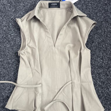 Beige Cider Aermellose Bluse