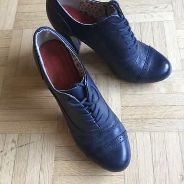 Blue leather ankle boots