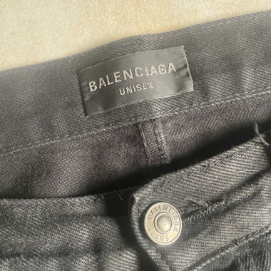 Balenciaga pantalon denim noir double waist