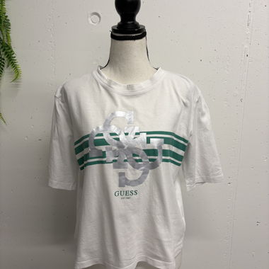 T-shirt GUESS bianco/verde argento S corto