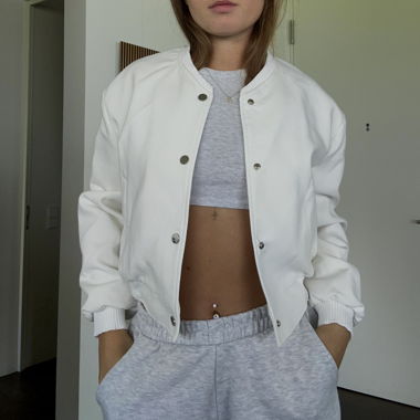 Zara white bomber jacket