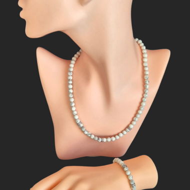 Set en pierre Howlith collier et bracelet
