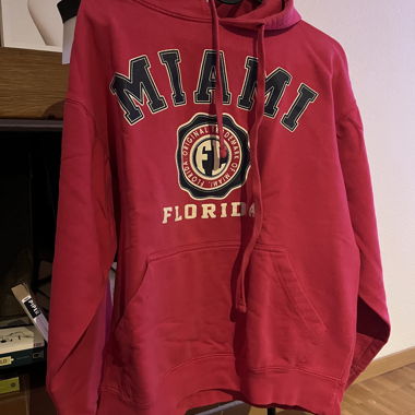 Felpa comoda „Miami Florida“ – rosa con stampa
