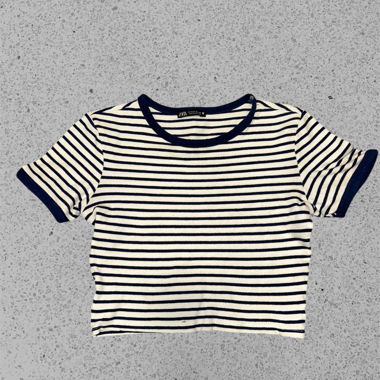 ZARA striped T-shirt white and navy