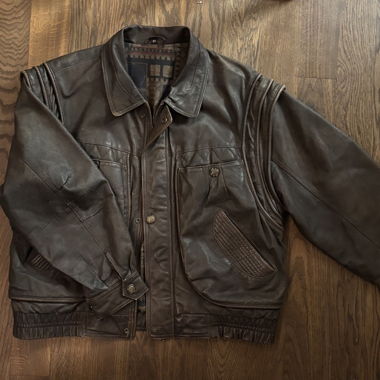 VESTE EN CUIR VINTAGE ANNÉES 80 TAILLE: LARGE