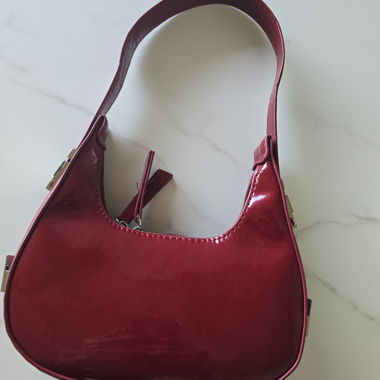 Small Glossy Cherry-Red Handbag