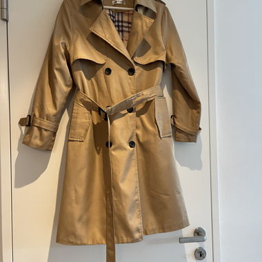 Beige double-breasted trench coat