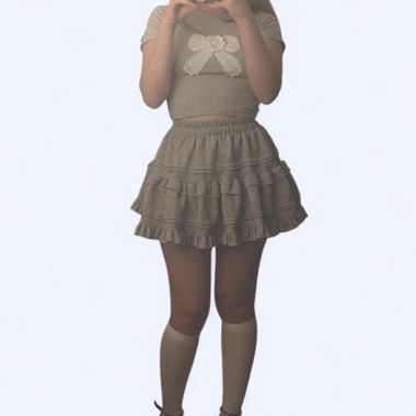 Grey baby tee & Skirt from Japan