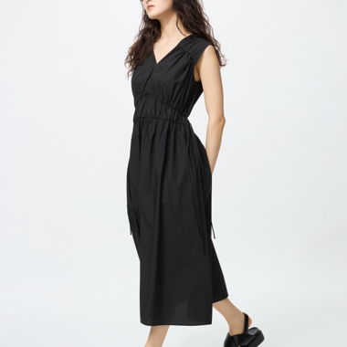 Baumwolle Kleid (gerafft, ärmellos)