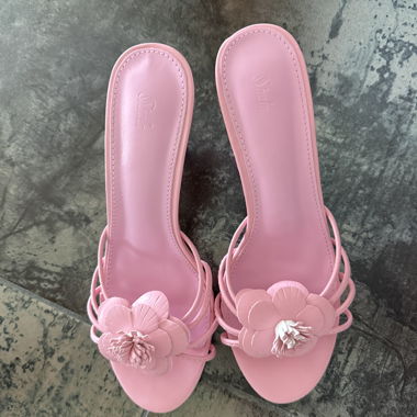 Mule con tacco rosa