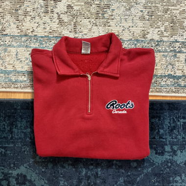 Felpa con zip ROOTS rossa L