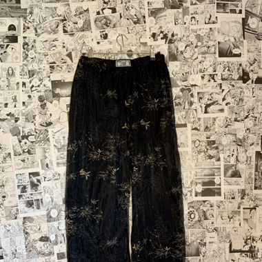 Layered mesh pants with gold detailing 