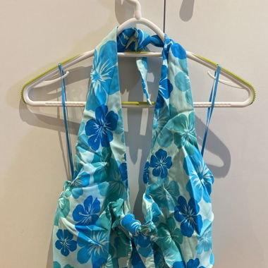 Blue tie up top