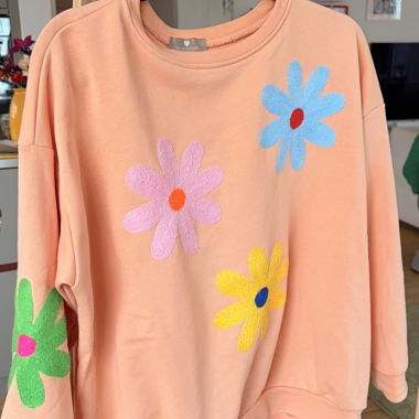 Statement Sweatshirt with Flowers