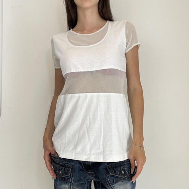 White Mesh T Shirt