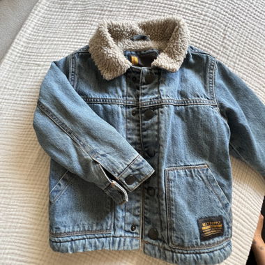 Children's Denim Jacket with Teddy Collar