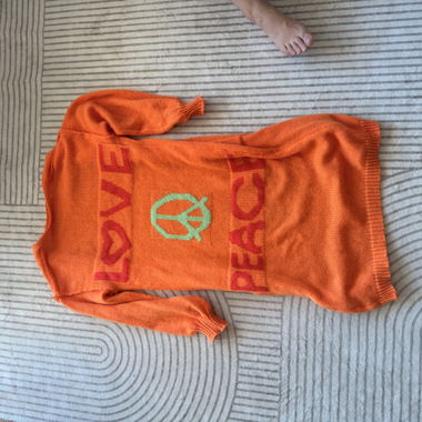 Orange Strickkleid mit Print