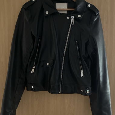 Giacca biker effetto pelle nera