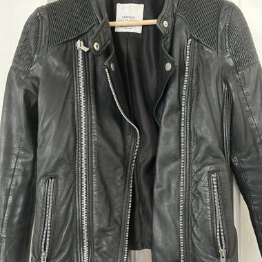 Mango real leather jacket
