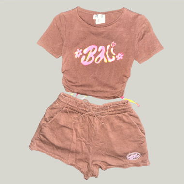 matching set (shirt & sweat shorts) - brown