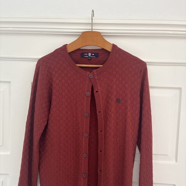 Jimmy Sanders red burgundy sailing cardigan men m 
