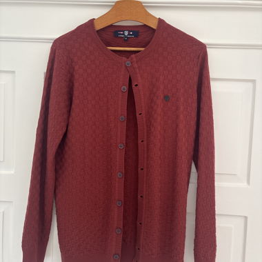 Jimmy Sanders red burgundy sailing cardigan men m 