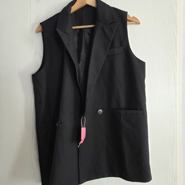Black Sleeveless Waistcoat with Lapels