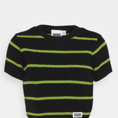 Schwarz-lime gestreiftes Crop-Shirt