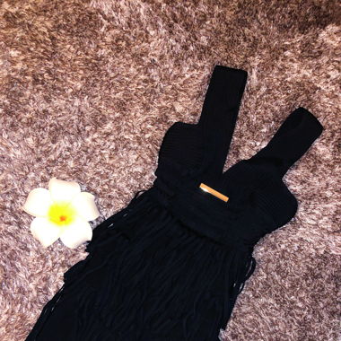 Schwarzes Bandage Kleid mit Franseln