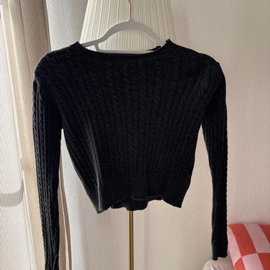 Dark Grey Rib-Knit Sweater