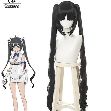 Parrucca lunga cosplay nera Hestia Danmachi