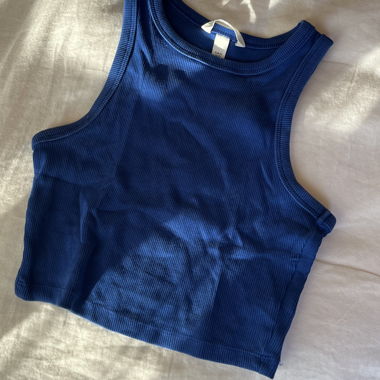 Blue sleeveless crop top