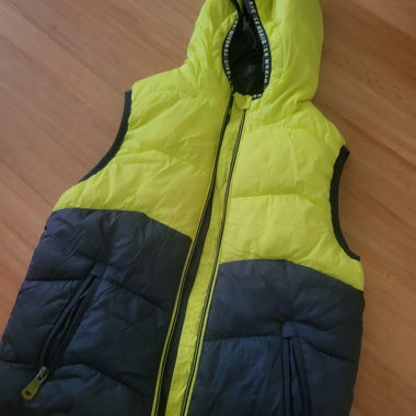 Yellow Quilted Vest with Hood for Boys, Size 122