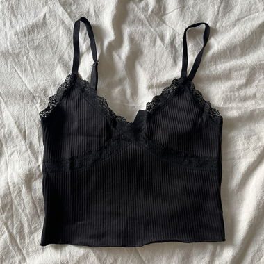 H&M Top nero in pizzo XS