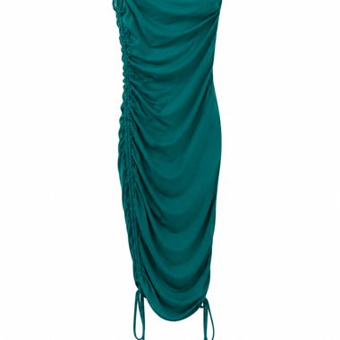 Grünes Kleid mit Spaghettiträger (One-Shoulder)
