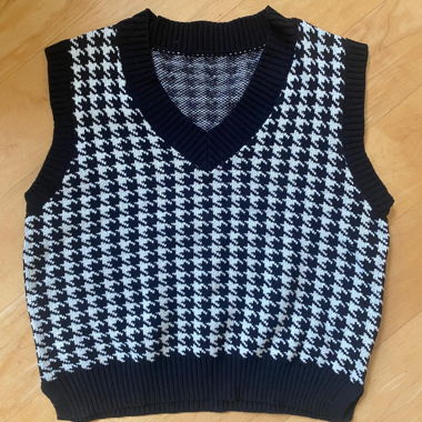 Hahnentritt Strickweste