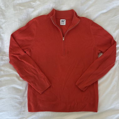 Maglione con zip in lana merino rossa