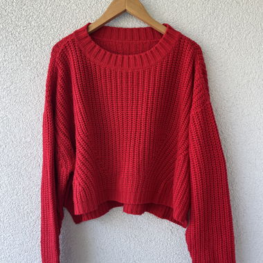 Pull en maille rouge