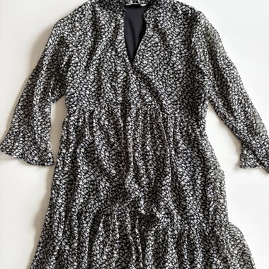Black midi dress with floral pattern
