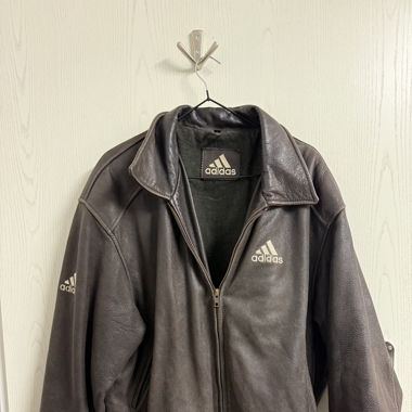 Veste en cuir vintage adidas marron