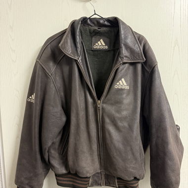 Giacca in pelle vintage adidas marrone