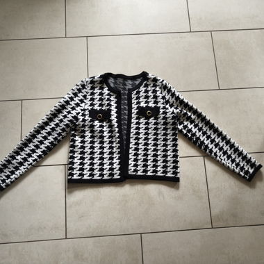 Giacca in lana pied-de-poule nero e bianco