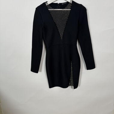 Black embellished mini dress