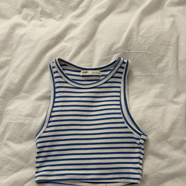 Crop Top Blau Weiß gestreift 