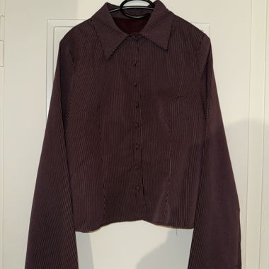 Camicia corta a righe bordeaux