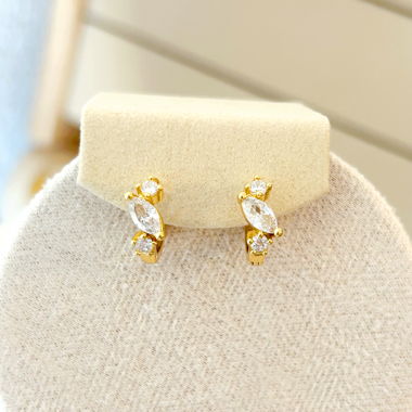 Gold-Coloured Earrings with Zirconia