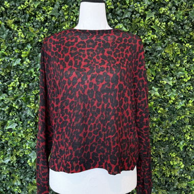 Red leopard-print sweater