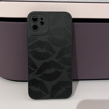 iPhone-Hülle schwarz mit Lippenmotiven